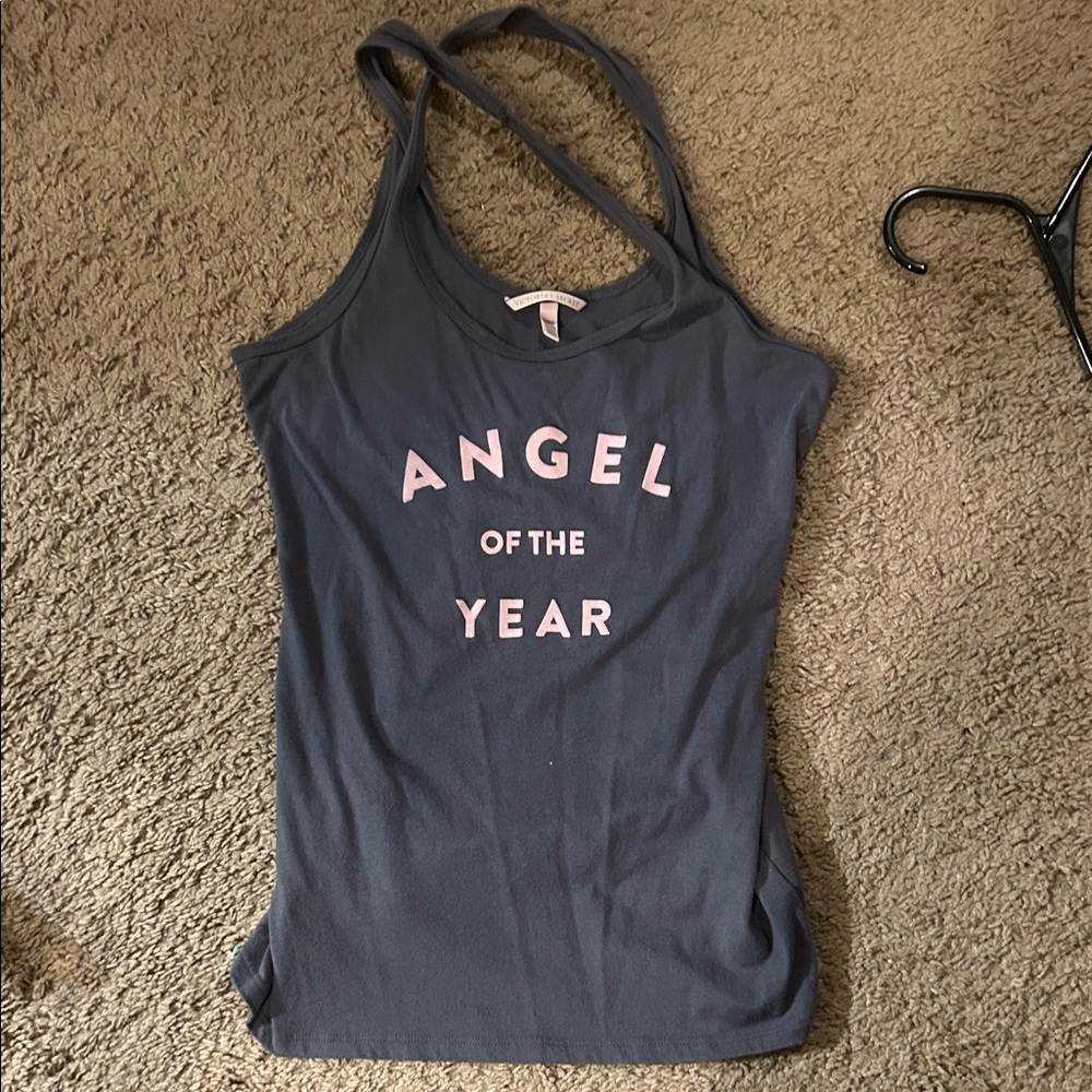 Victoria's Secret Gray Tank Top with Pink Text